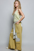POL Ribbed V-Neck Tank with Contrast Floral Neckband