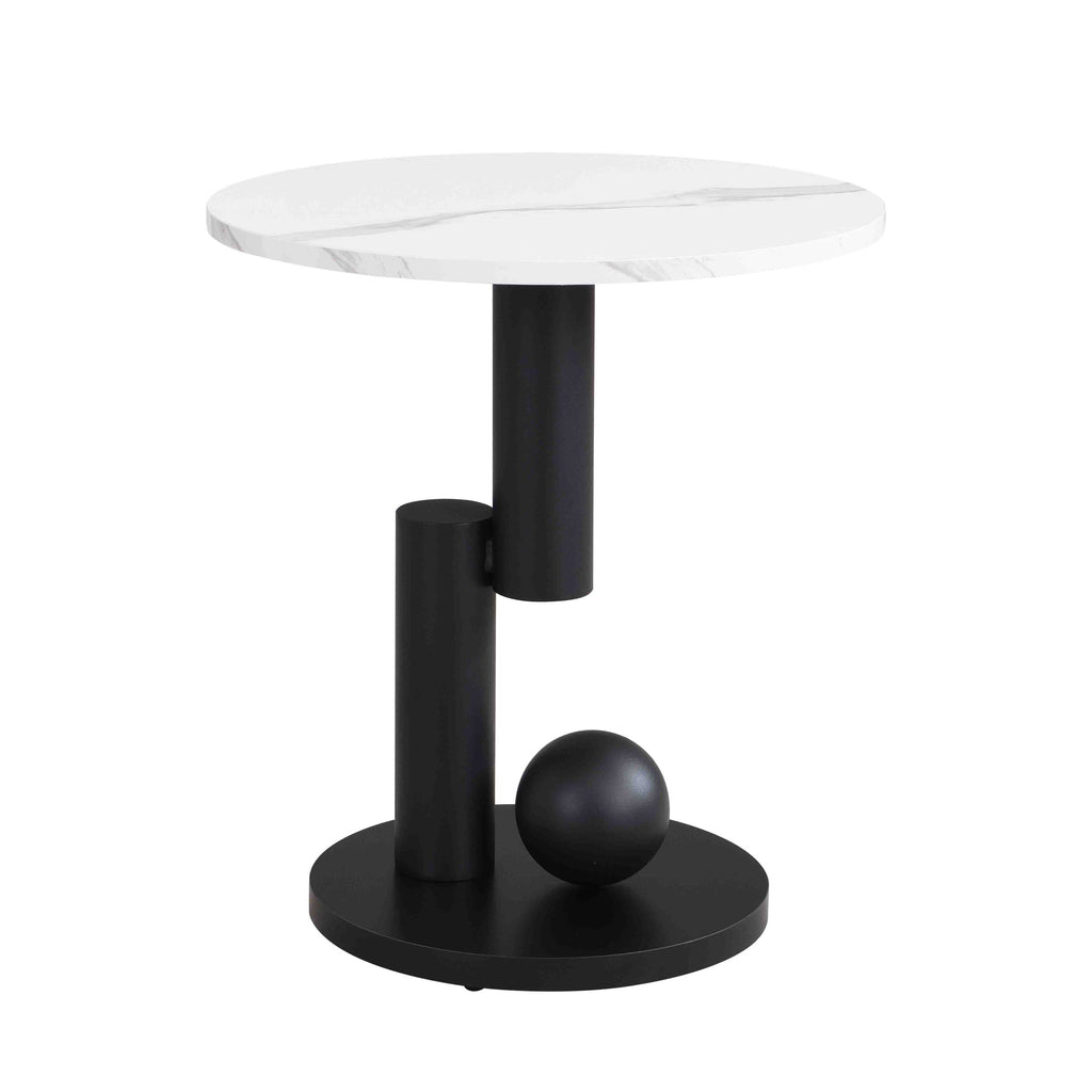 Modern Nesting Coffee Table Set of 2 End Table for Living Room, Oval and Round Table Set