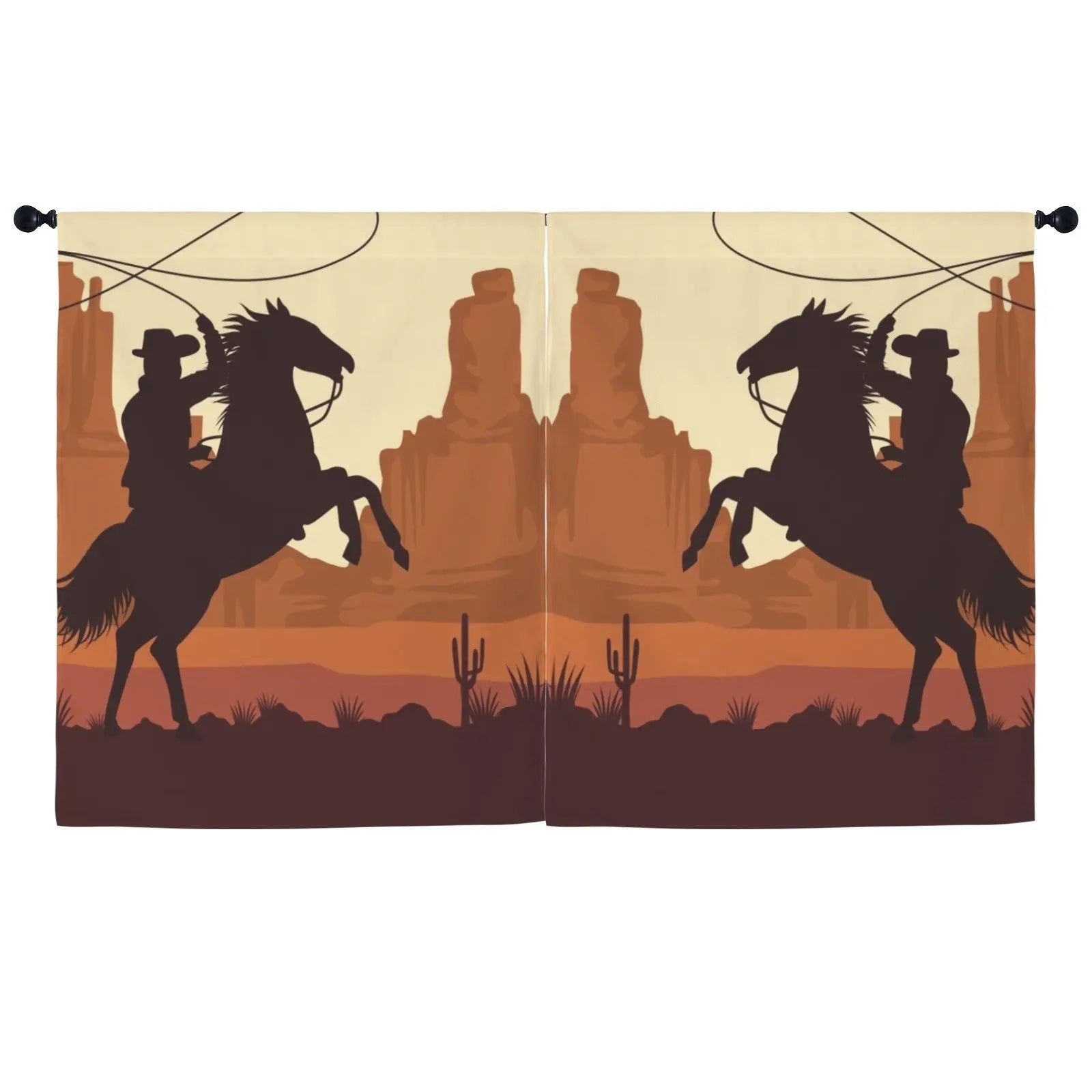 Desert Cowboy Curtains 52"x63" (2-Piece) Made in America Baha Ranch Western Wear