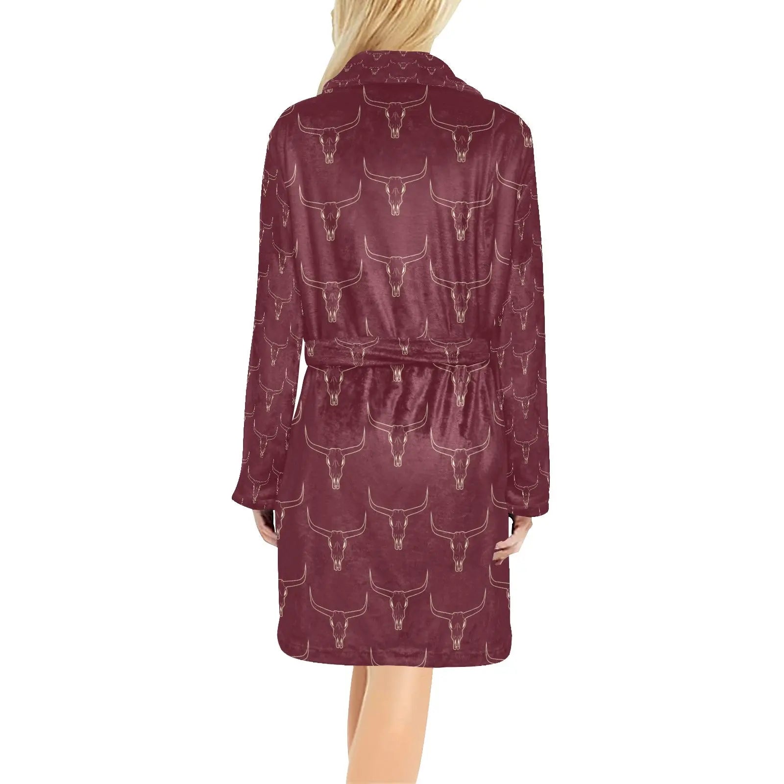 Burgundy Longhorn Women's Western Bath Robe Baha Ranch Western Wear