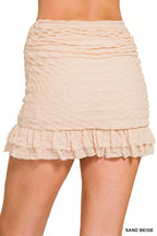 Zenana Ruched Mini Skirt with Built in Shorts