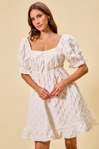 SO ME Texture Woven Ruching On Bust Mini Dress