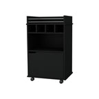 FM FURNITURE Crozier Bart Cart, with 1 shelf, 1 door and four built-in wine rack,black