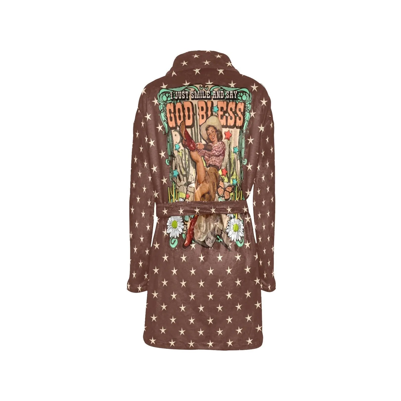 Cowgirl Says God Bless Women's Western Bath Robe Baha Ranch Western Wear