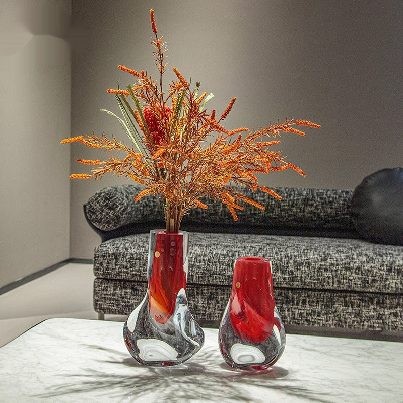 Colored Glass Vase Ornament Dining Table Flower Arrangement Decoration