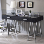 Black High Gloss and Chrome 2-Drawer Writing Desk