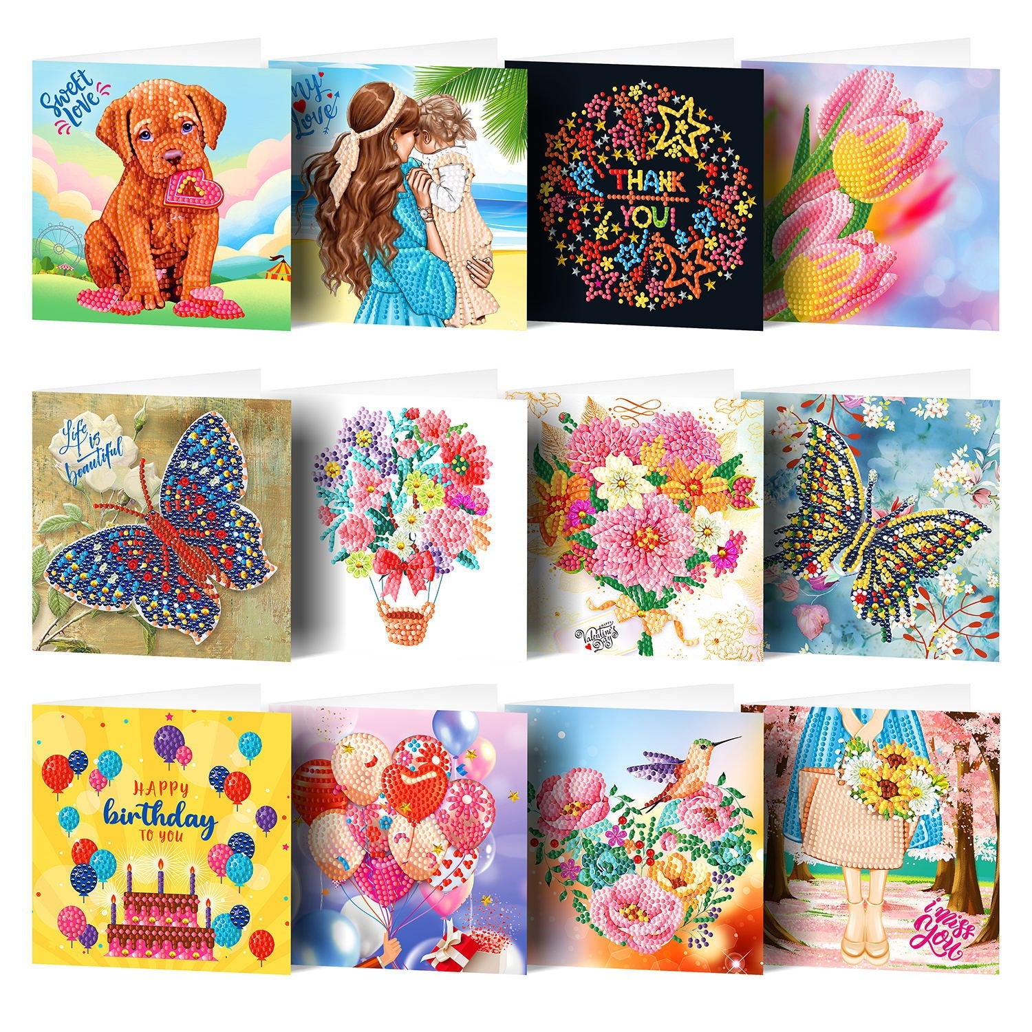 New Greeting Thank You DIY Point Diamond Blessing Card