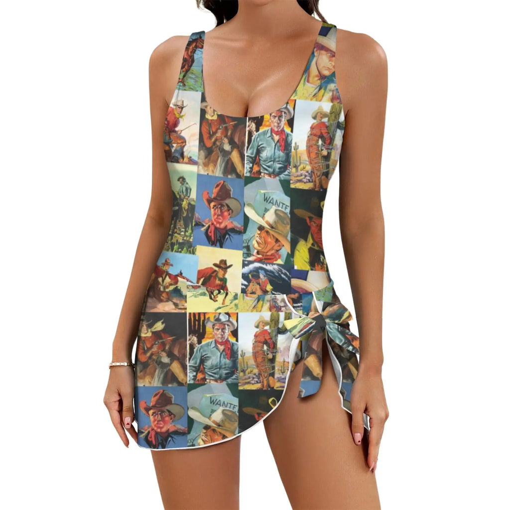 Baha Ranch Vintage Cowboy Skirted Swimsuit Baha Ranch Western Wear