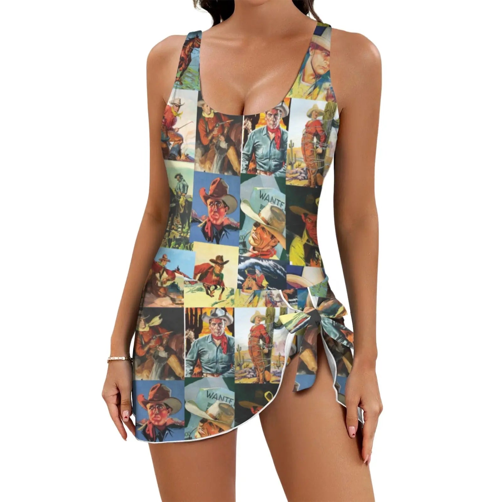 Baha Ranch Vintage Cowboy Skirted Swimsuit Baha Ranch Western Wear