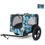 Outdoor Heavy Duty Collapsible Pet Bike Trailer with 16-Inch All-Terrain Wheels & Universal Hitch – Foldable Dog/Cargo Carrier Cart for Bicycles, blue+black