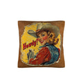 Vintage Cowgirl Howdy Throw Pillow 18 x 18 Made in America Baha Ranch Western Wear