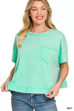 Zenana Acid Washed Round Neck Short Sleeve Oversized T-Shirt