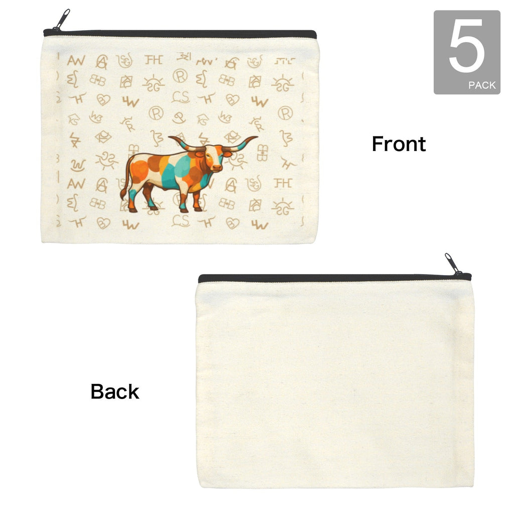 Baha Ranch Brand Longhorn Pack of 5 bags Cosmetic Bag Made in America Baha Ranch Western Wear