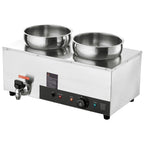 Electric Soup Warmer, Dual 7.4QT Stainless Steel Round Pot 86~185°F Adjustable Temp, 1200W Commercial Bain Marie with Anti-dry Burn and Reset Button, Soup Station for Restaurant, Buffet, Silver