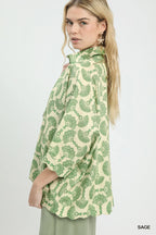 Umgee Printed Button Down Shirt