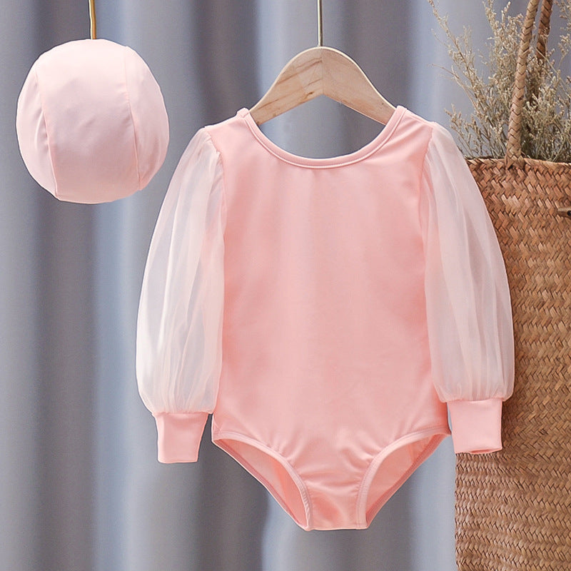 Children's Swimsuit Girls Long-sleeved Baby Girl One-piece Swimsuit Summer
