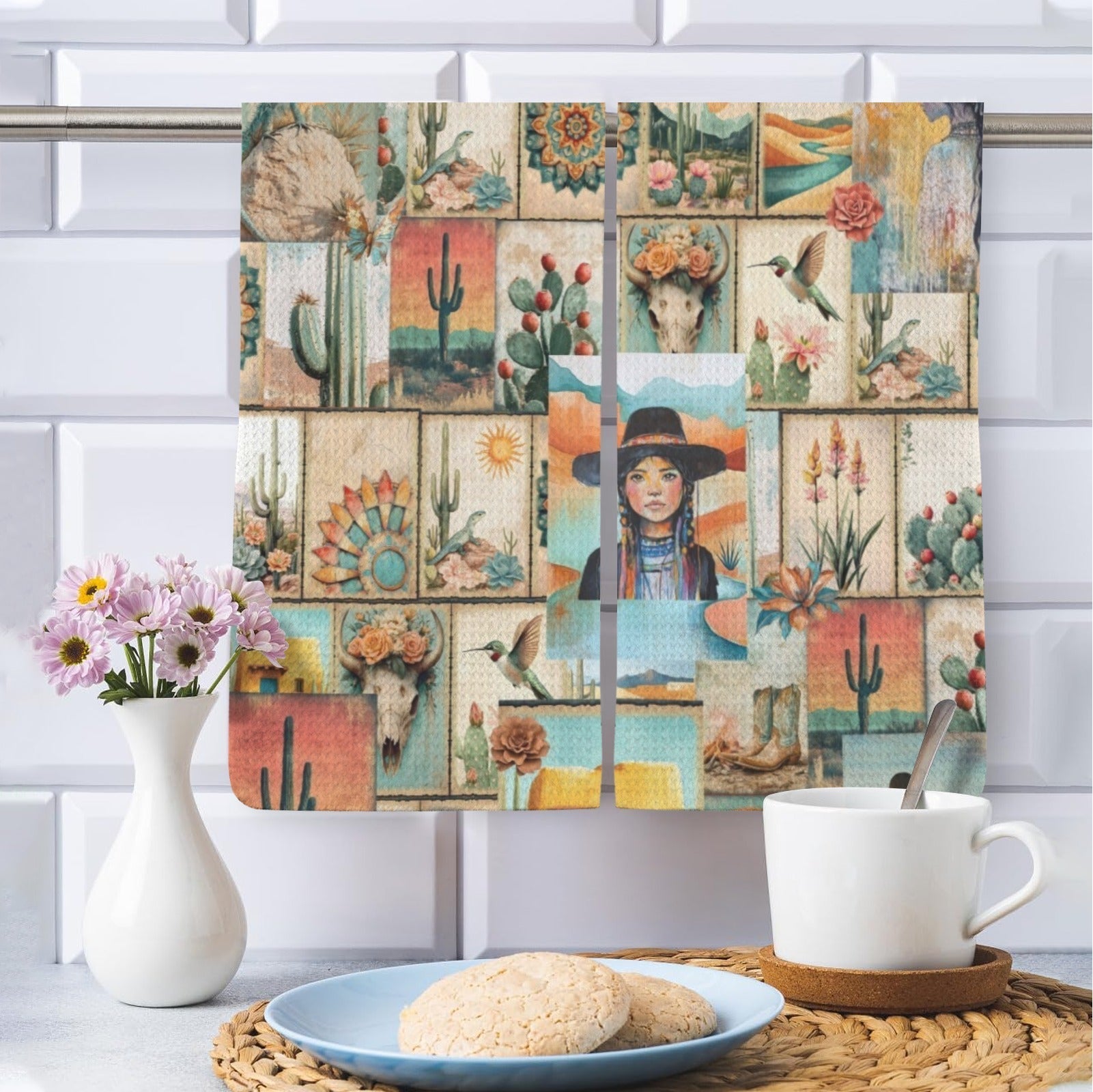 Colores de Mexico Pictures of the Southwest Set of 2 Dish Towels Made in America Baha Ranch Western Wear