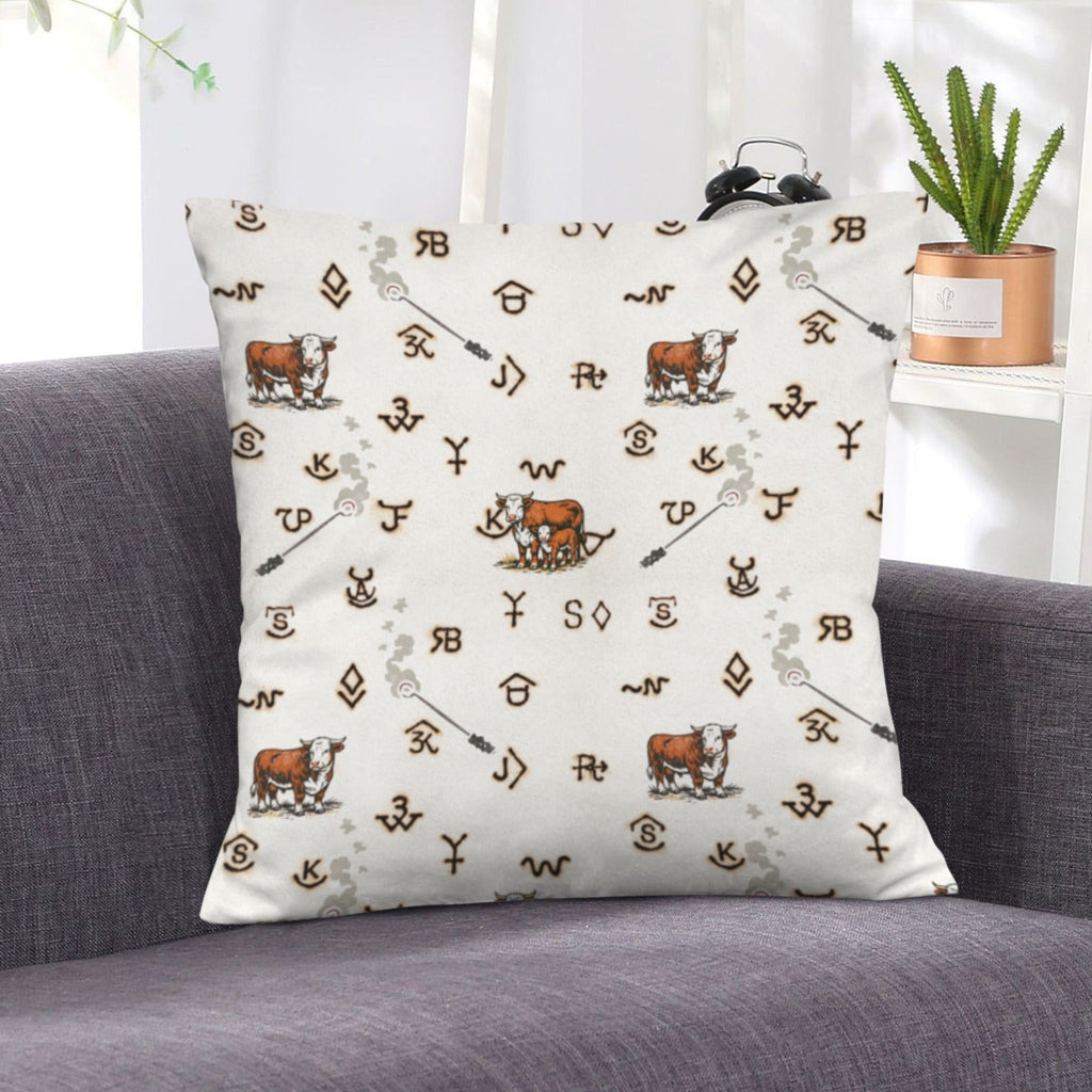 Baha Ranch Hereford Brands Velvety Soft Pillow Cover Made in America Baha Ranch Western Wear
