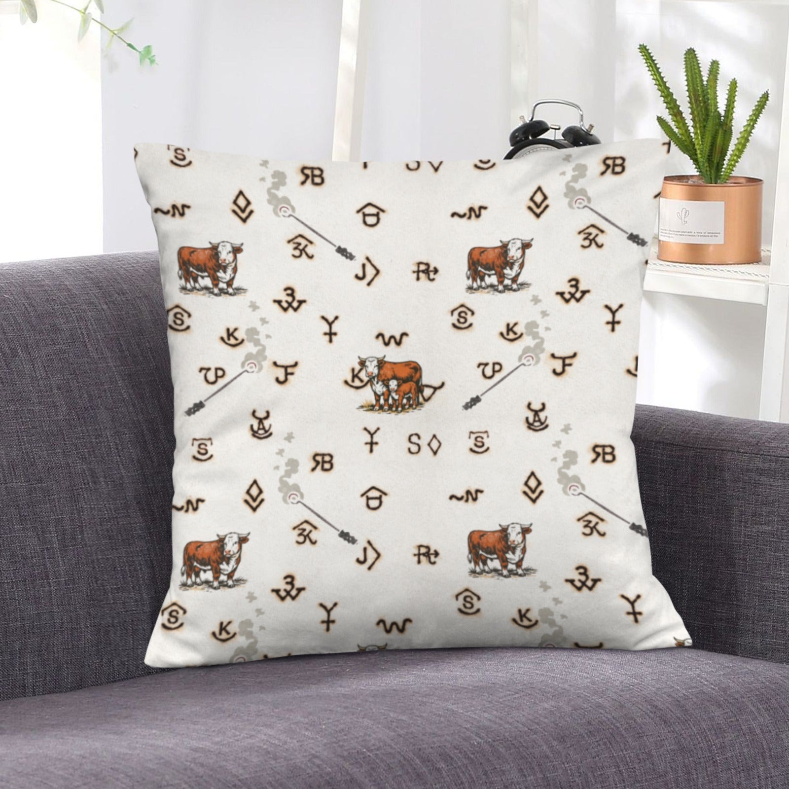 Baha Ranch Hereford Brands Velvety Soft Pillow Cover Made in America Baha Ranch Western Wear