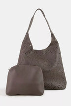 Fame Intricate Cutout Motif Leather Shoulder Bag
