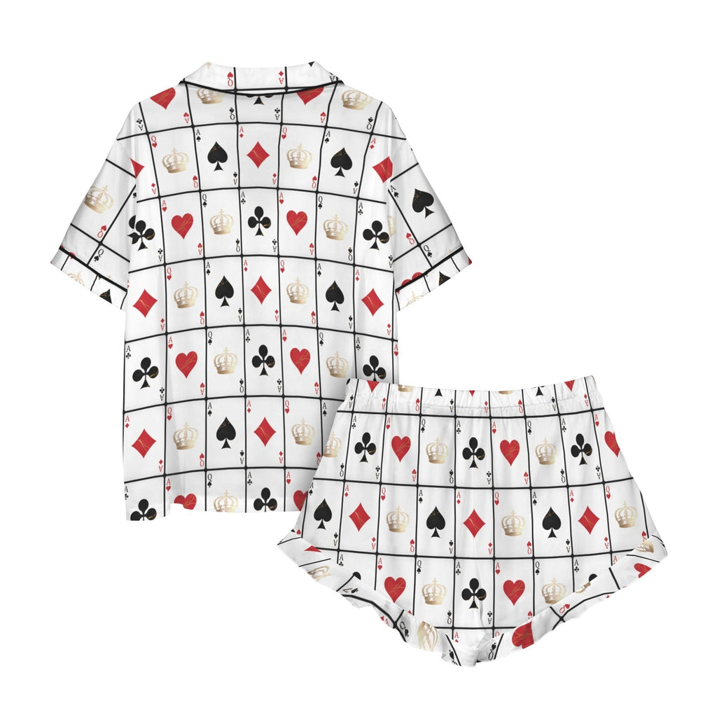Baha Ranch Vegas Gambling Satin Ruffle Pajama Set Baha Ranch Western Wear