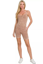 Zenana Stone Washed Ribbed Seamless Romper