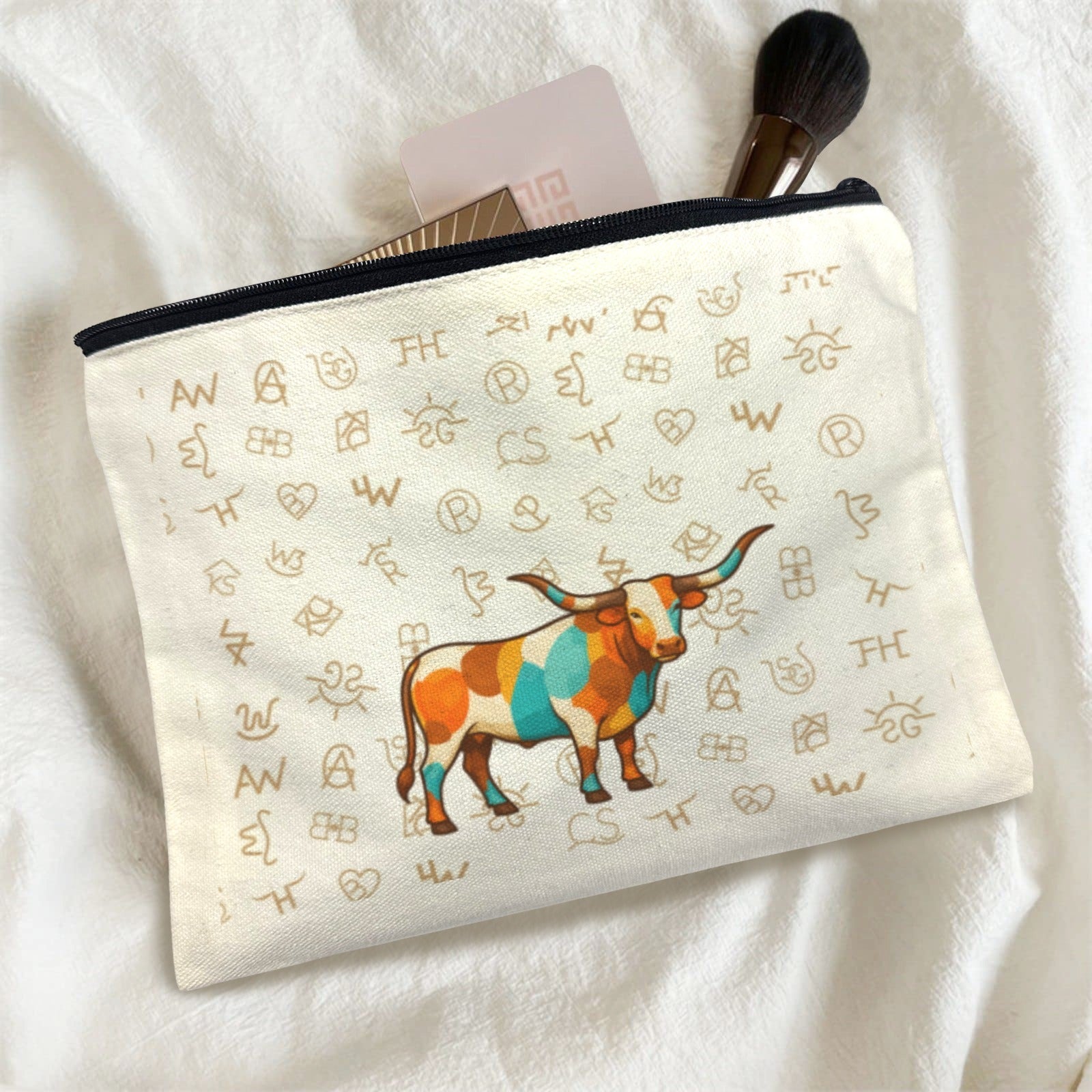 Baha Ranch Brand Longhorn Pack of 5 bags Cosmetic Bag Made in America Baha Ranch Western Wear