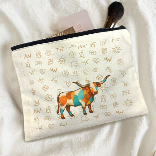 Baha Ranch Brand Longhorn Pack of 5 bags Cosmetic Bag Made in America Baha Ranch Western Wear