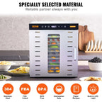 Food Dehydrator Machine, 10 Stainless Steel Trays, 1000W Electric Food Dryer with Digital Adjustable Timer & Temperature for Jerky, Herb, Meat, Beef, Fruit, Dog Treats and Vegetables