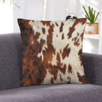 Brown Cow Hide Print Velvety Soft Throw Pillow Case Made in America Baha Ranch Western Wear