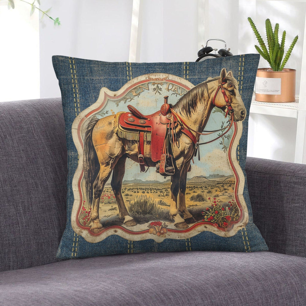 Baha Ranch Vintage Horse Velvety Soft Pillow Case Made in America Baha Ranch Western Wear