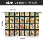 Vintage Western Collage Window Curtains 28"x40" (2-Piece)Made in America Baha Ranch Western Wear