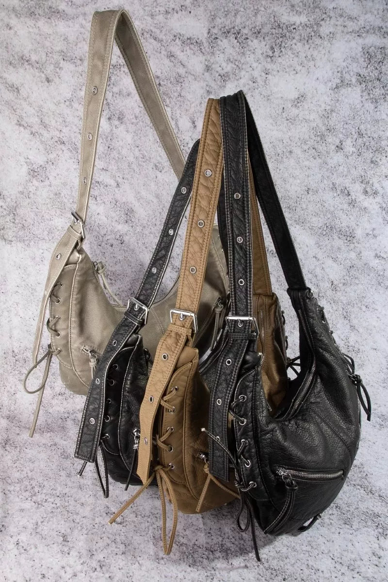 Fame Larger Leather Crescent Shoulder Bag