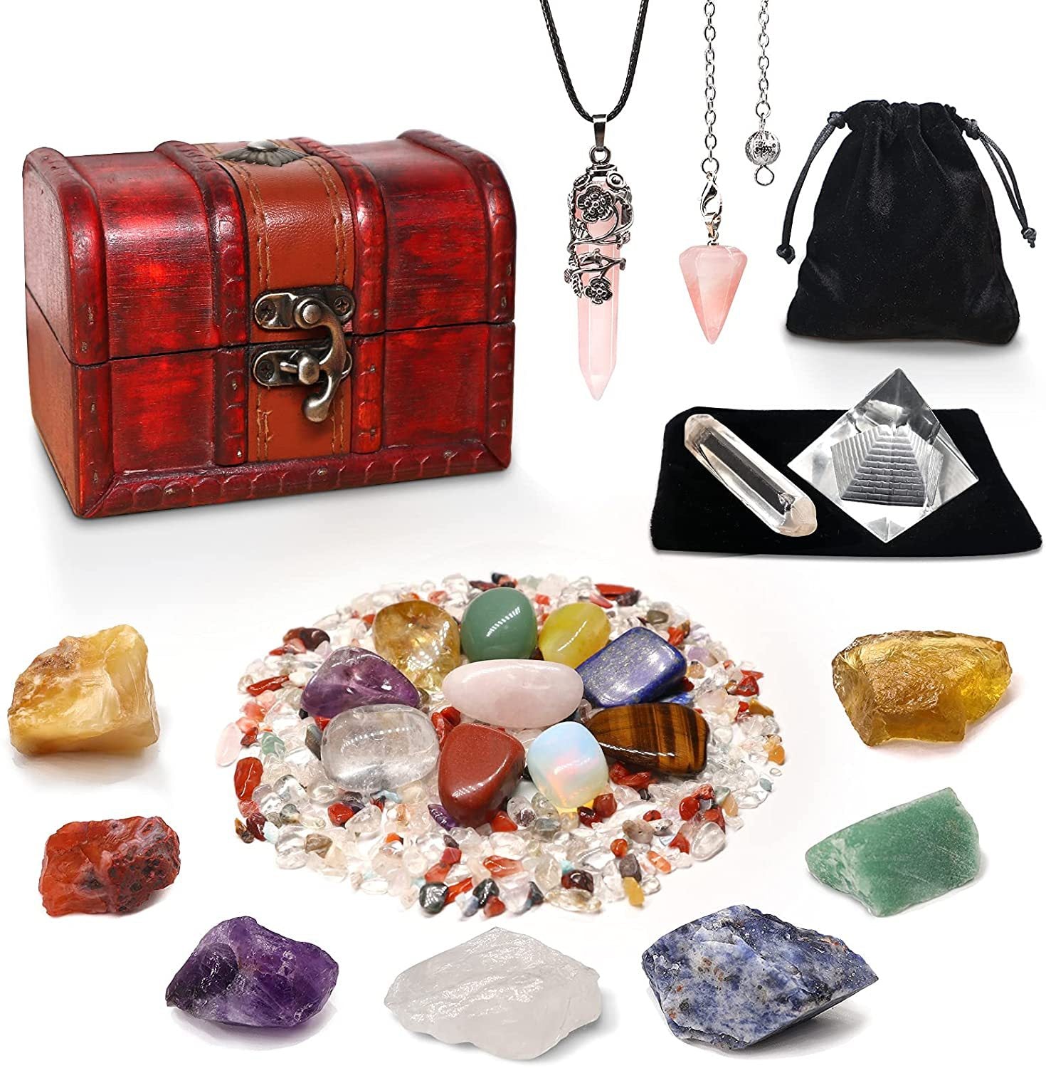 23 Piece Natural Crystal Stone Set Gift Box