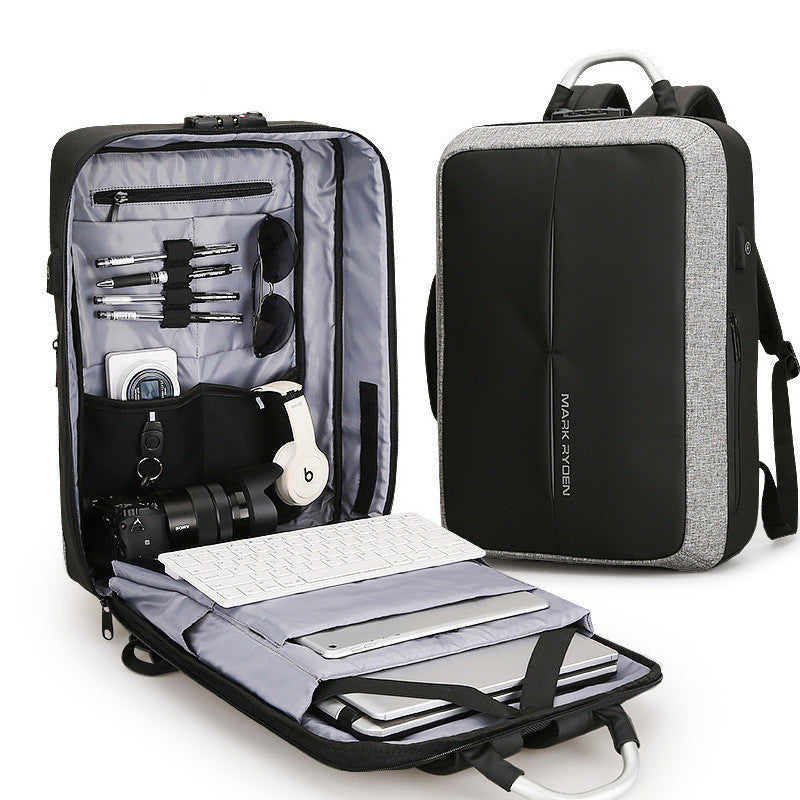 BLACK Men's backpack rechargeable usb computer bag