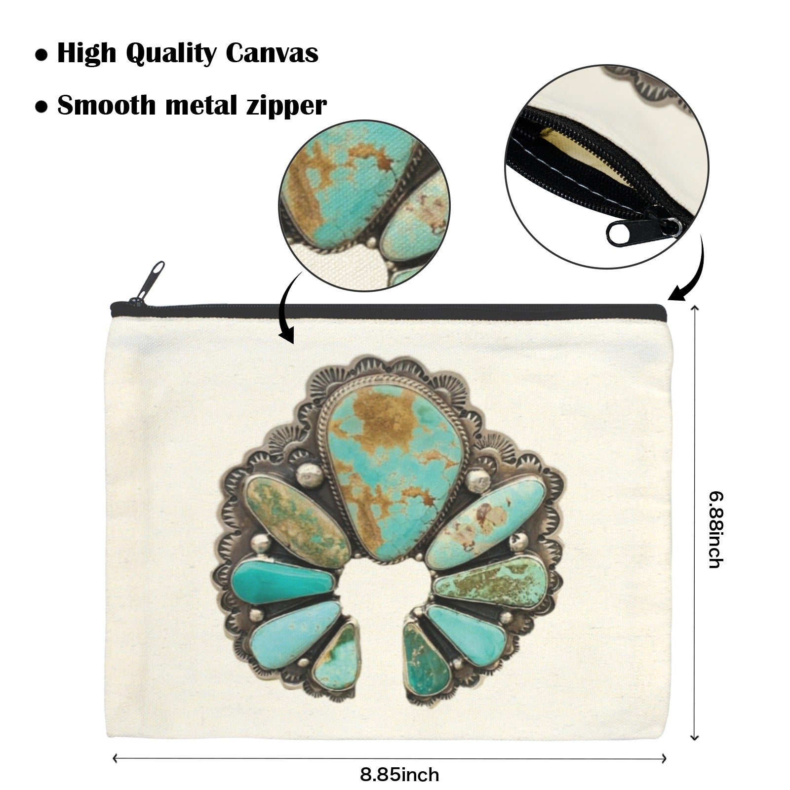 Baha Ranch Turquoise Naja Cosmetic Bag Pack of 5 Made in America Baha Ranch Western Wear