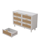 43.31'6-Drawers Rattan Storage Cabinet Rattan Drawer,for Bedroom,Living Room,White