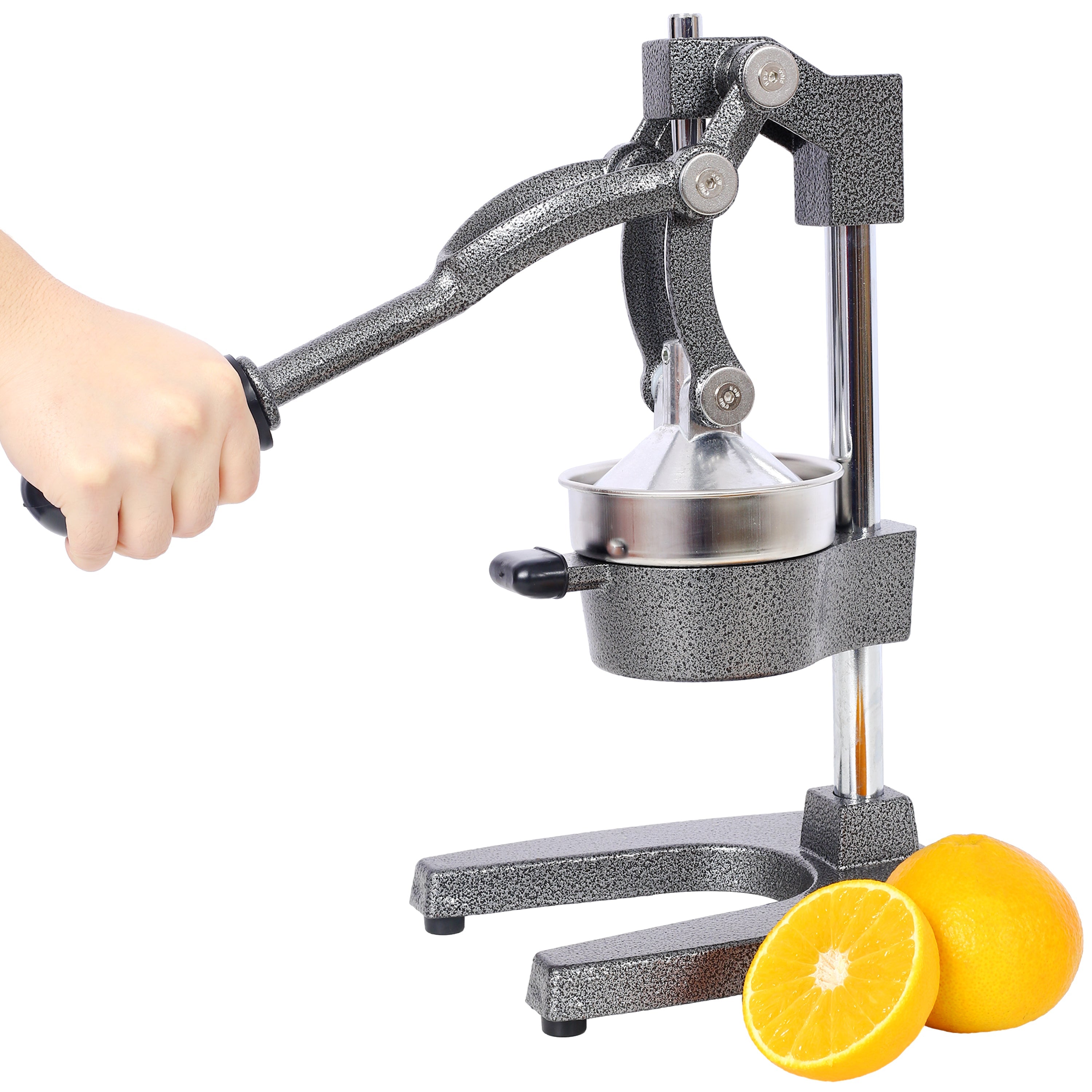 Cast Iron Citrus Juicer , Extra-Large Commercial Grade Manual Hand Press , Heavy Duty Countertop Squeezer for Fresh Orange Juice ,grey color