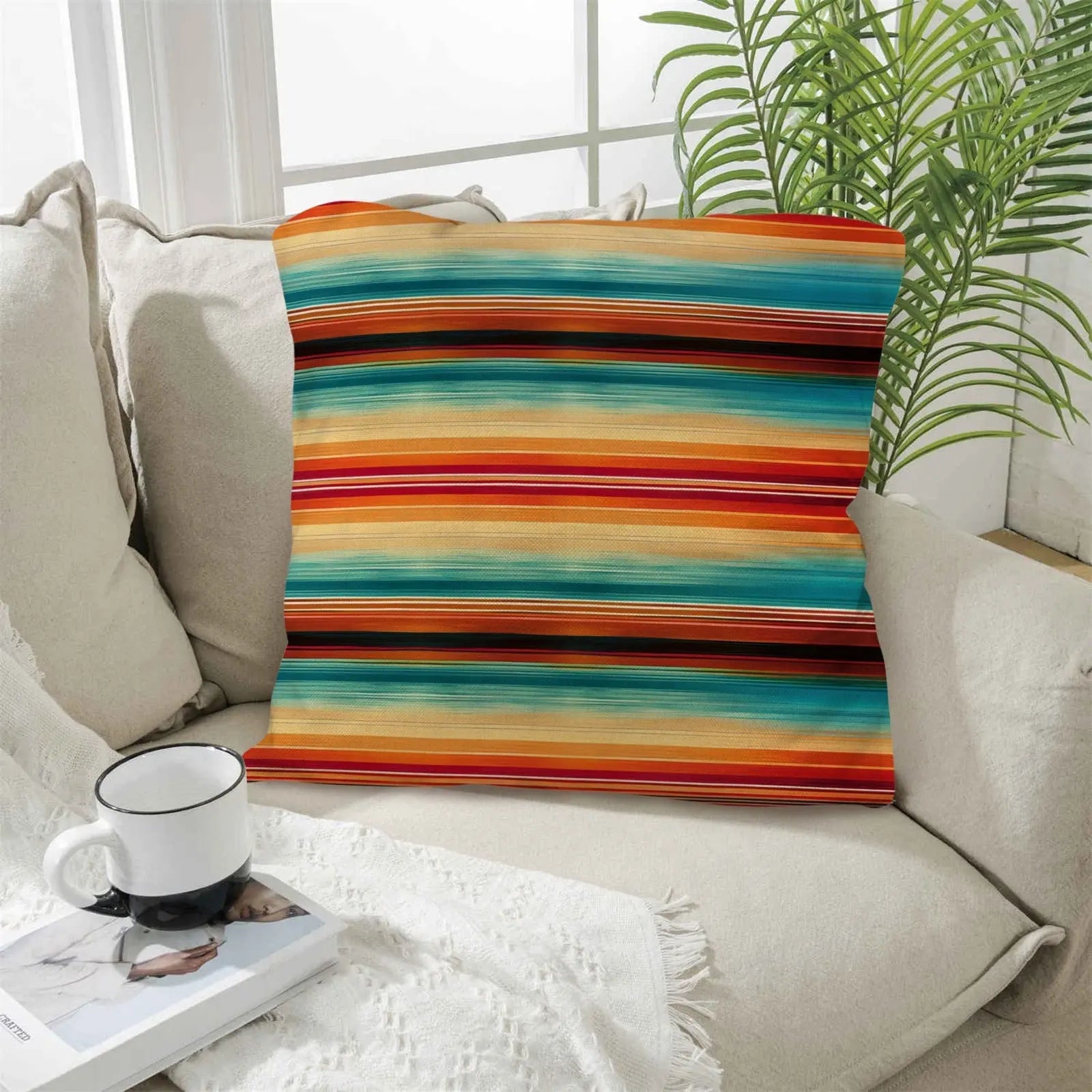 Colores De Mexico Southwest Serape Pillow Case 18x18" Made in America Baha Ranch Western Wear