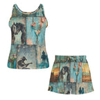 Baha Ranch Turquoise Dreams Pajama Lounge Tank Shorts Lounge Set Made in America Baha Ranch Western Wear