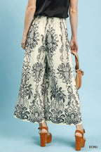 Umgee Border Print Wide Leg Pants