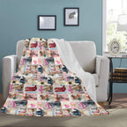 Danilo Painted Cowgirl Collage Throw Blanket 60" x 80 Made in America Baha Ranch Western Wear