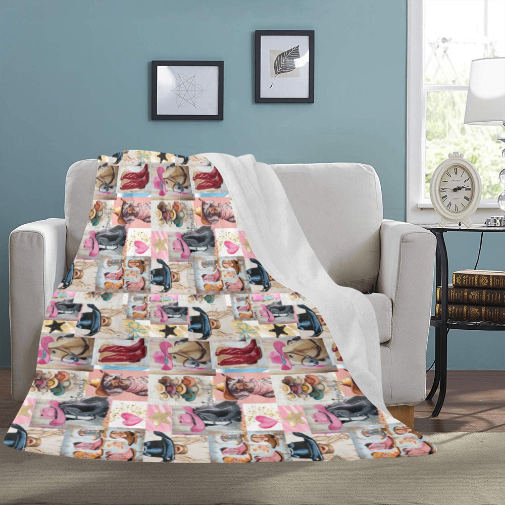 Danilo Painted Cowgirl Collage Throw Blanket 60" x 80 Made in America Baha Ranch Western Wear