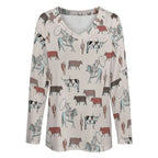Baha Ranch Western Cow Cattle Long Sleeve Top Baha Ranch Western Wear