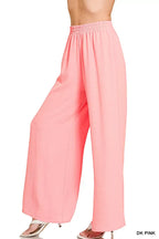 Zenana Woven Airflow Elastic Waistband Pants
