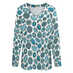 Baha Ranch Turquoise Crazy Long Sleeve Top Baha Ranch Western Wear