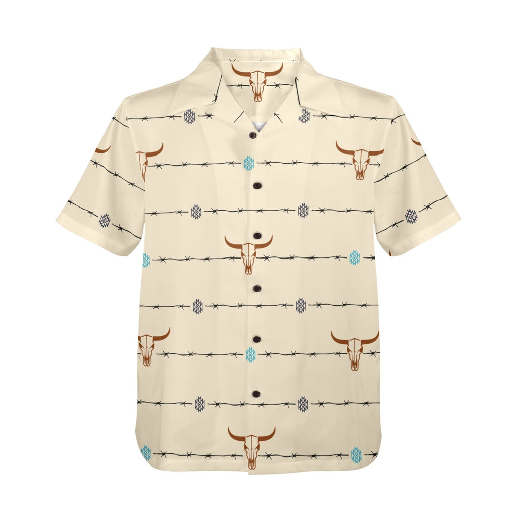 Baha Ranch Barbwire Aztec Hawaiian Shirt Made in America Baha Ranch Western Wear