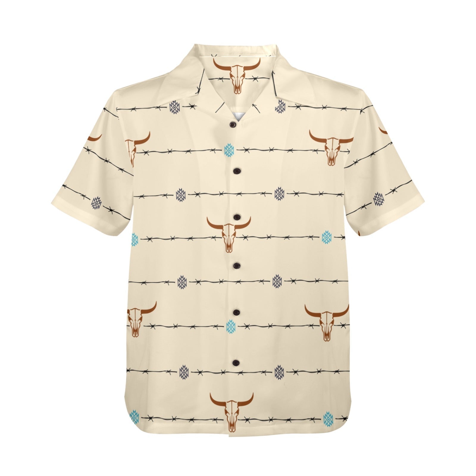 Baha Ranch Barbwire Aztec Hawaiian Shirt Made in America Baha Ranch Western Wear