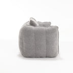 Cozy Beanbag Chair with High Resilience Foam Core for Two - Grey Chenille, 66x35x25 inches