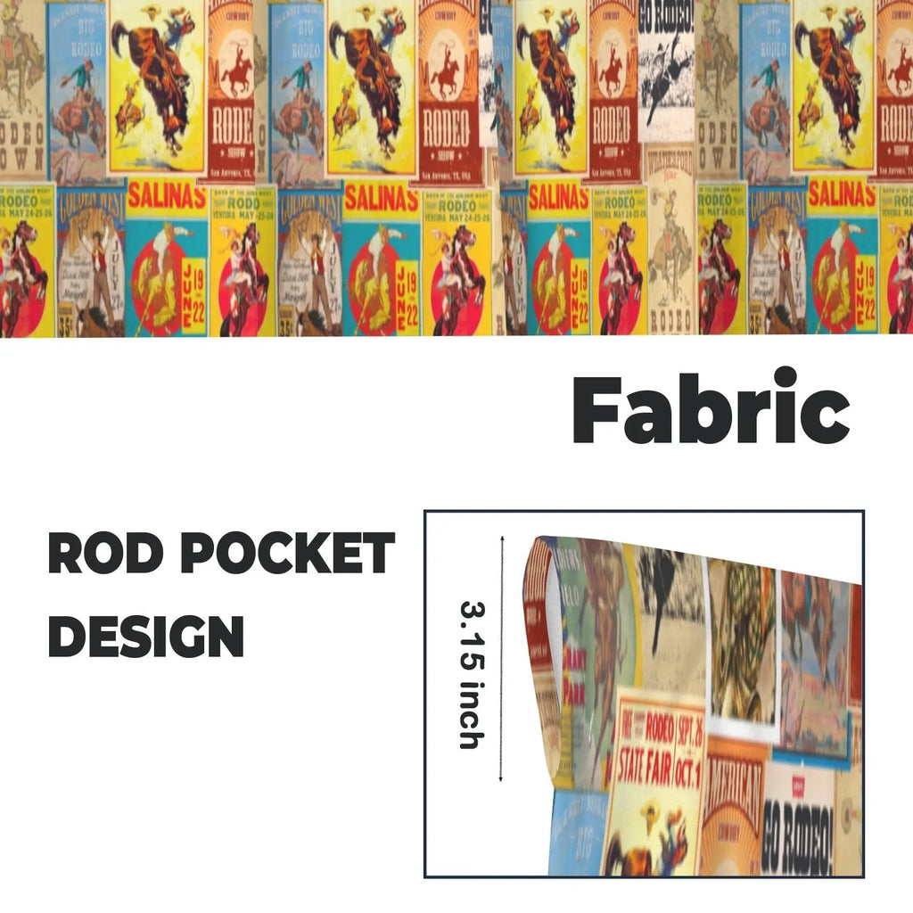 Vintage Rodeo Window Curtain 28"x40" (2-Piece) Made in America Baha Ranch Western Wear